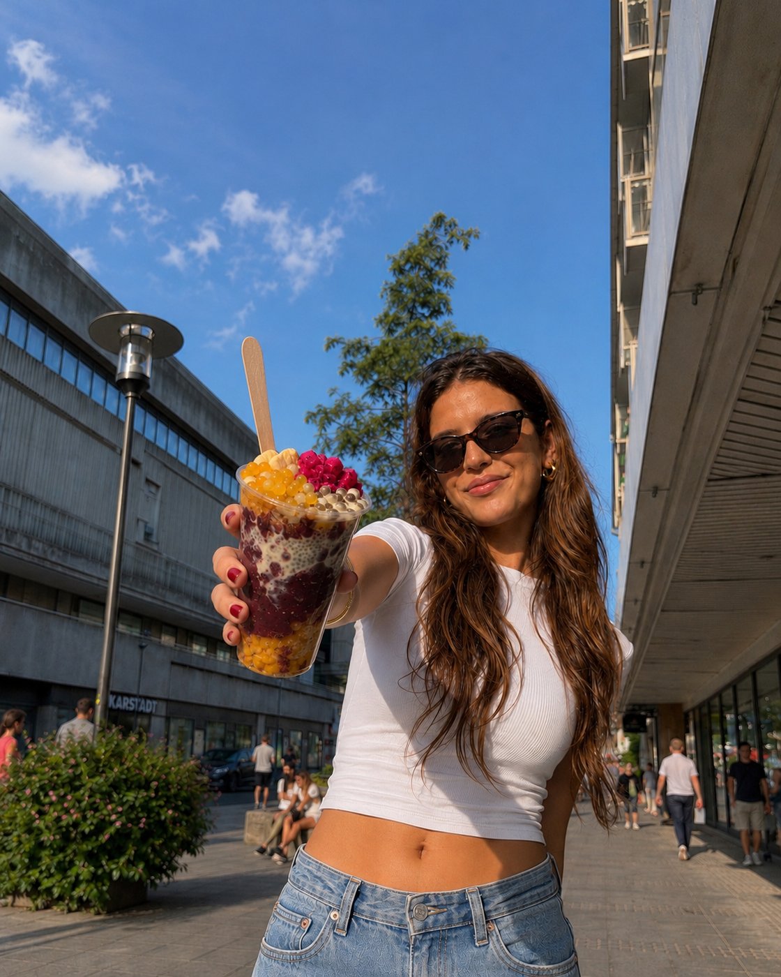 main character moment — açaí bowl auf der straße in frankfurt